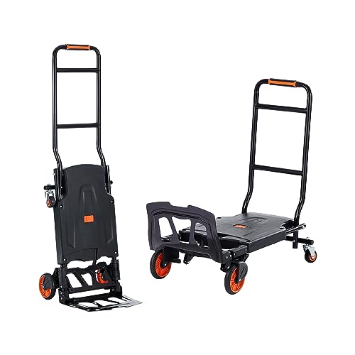 VEVOR 2-in-1 Sackkarre Klappbar 136kg Tragfähigkeit Transportkarre Aluminiumlegierung & Kohlenstoffstahl Sackkarre ⇋ Plattformwagen Trolley für Lade- & Transportaufgaben im Innen- & Außenbereich von VEVOR