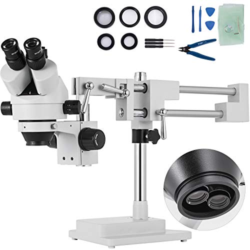 VEVOR 3,5X-90X Simul Focal Trinocular Zoom Stereo Microscope Al-Zn-Legierung 360 Grad Drehbar Trinokulares Stereomikroskop Dual Armstativ Labor Video Mikroskop Zwei höhenverstellbar Ständer Zubehör von VEVOR