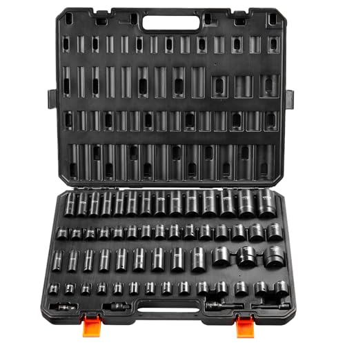 VEVOR 3/8 & 1/2 Zoll Antriebs-Schlagschrauber-Steckschlüsselsatz, 59-teiliger Steckschlüsselsatz SAE 5/16 bis 1-1/4 Zoll und metrisch 6-32 mm, 6-Punkt Cr-Mo-Legierungsstahl für Autoreparatur VEVOR 3/8 & 1/2 Zoll Antriebs-Schlagschrauber-Steckschlüsselsatz, 59-teiliger Steckschlüsselsatz SAE 5/16 bis 1-1/4 Zoll und metrisch 6-32 mm, 6-Punkt Cr-Mo-Legierungsstahl für Autoreparatur von VEVOR