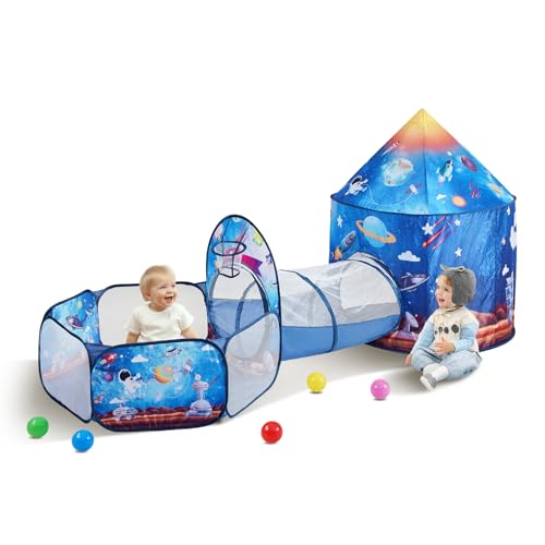 VEVOR 3-in-1-Kinderspielzelt mit Tunnel für Jungen Mädchen Babys und Kleinkinder Pop-Up-Spielhaus für drinnen und draußen mit Tragetasche und Bindebändern königsblaues Raketenthema VEVOR 3-in-1-Kinderspielzelt mit Tunnel für Jungen Mädchen Babys und Kleinkinder Pop-Up-Spielhaus für drinnen und draußen mit Tragetasche und Bindebändern königsblaues Raketenthema von VEVOR