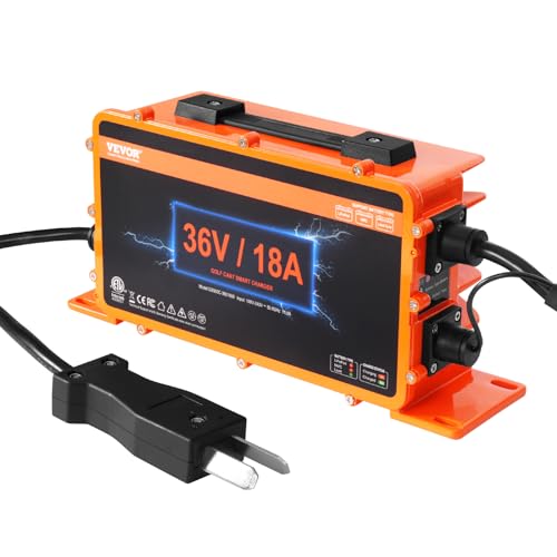 VEVOR 36-Volt-Golfwagen-Batterieladegerät, 18 Ampere, intelligentes Club-Car-Ladegerät mit Crowfoot-Stecker, kompatibel mit Blei-Säure-AGM/Gel/EFB MF NMC LiFePO4-Batterien für Club Car EZGO Yamaha von VEVOR