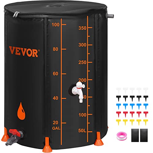 VEVOR 379 Liter Faltbare Regentonne 1000D PVC Regentank Regenfass Regenwassertonne Wassertank Regenwassertank Ideal zum Bewässern oder Reinigen Ihres Gartens Rasens Autos oder Bauernhofs von VEVOR