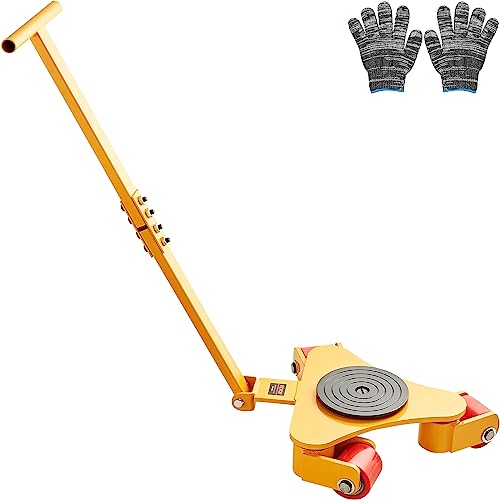 VEVOR 3T Transportfahrwerk mit Griff 425x335x116mm Transportrollen aus Kohlenstoffstahl Industrieroller mit 3x 360° PU-Räder Roller Ф165x10mm Drehplatte Möbeltransporthilfe Transportroller von VEVOR