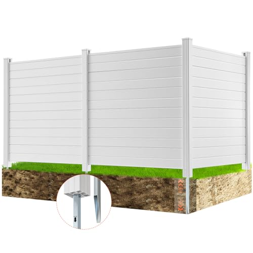 VEVOR 3xPaneele Gartenzaun 122x122cm Sichtschutzzaun PVC und verzinktes Blech-Erdspieß Windschutzzaun Metallpfähle bis 50cm Lamellenzaun Steckzaun Sichtschutz ideal für Pool-Ausrüstung Klimaanlagen VEVOR 3xPaneele Gartenzaun 122x122cm Sichtschutzzaun PVC und verzinktes Blech-Erdspieß Windschutzzaun Metallpfähle bis 50cm Lamellenzaun Steckzaun Sichtschutz ideal für Pool-Ausrüstung Klimaanlagen von VEVOR