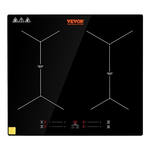 VEVOR 4 Zonen Einbau Induktionskochfeld 6800 W, Induktionskochplatte 60 cm mit Touchscreen und 9 Leistungsstufen, Eingebauter Induktionsherd Kochfeld Automatischer Abschaltung & Kindersicherung von VEVOR