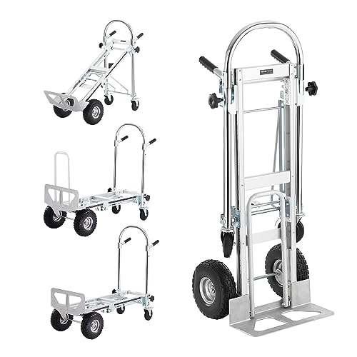 VEVOR 4-in-1 Sackkarre Klappbar 363/454kg Tragfähigkeit Transportkarre Aluminiumlegierung & Kohlenstoffstahl Sackkarre ⇋ Plattformwagen Trolley für Lade- & Transportaufgaben im Innen- & Außenbereich von VEVOR