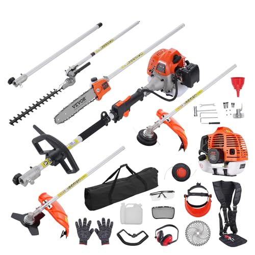 VEVOR 43CC 6-in-1 Heckentrimmer, Benzin-Heckenschere, Unkrautvernichter, Fadentrimmer, Freischneider, Kantenschneider, Hochentaster, Kettensäge, Astsäge mit Verlängerungsstange VEVOR 43CC 6-in-1 Heckentrimmer, Benzin-Heckenschere, Unkrautvernichter, Fadentrimmer, Freischneider, Kantenschneider, Hochentaster, Kettensäge, Astsäge mit Verlängerungsstange von VEVOR