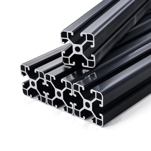 VEVOR 4er Set Aluprofil 1000 mm T-Nut 4040 Aluminium Profil, eloxierte Linearschiene nach europäischem Standard, Nutenprofil für 3D-Drucker, CNC-Maschine DIY, Lasergravur, Schwarz von VEVOR