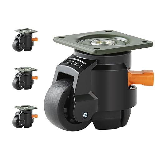 VEVOR 4er-Set Lenkrolle φ50,8mm Möbelrolle Höhenverstellbar Transportrolle 0,5 Tonnen Tragfähigkeit Schwerlastrolle aus Nylon Nivellierrolle Lastrolle Laufrolle für Holzregale Möbel Werkbänke von VEVOR