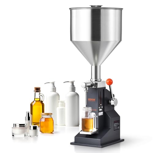 VEVOR 5–100 ml Abfüllmaschine Manuell Flüssigkeitsabfüllmaschine aus lebensmittelechtem Edelstahl 304 Silikon PTFE Filling Machine Inkl. zwei Düsen 4 mm /8 mm ideal zum Abfüllen von Honig Öl Essenz von VEVOR