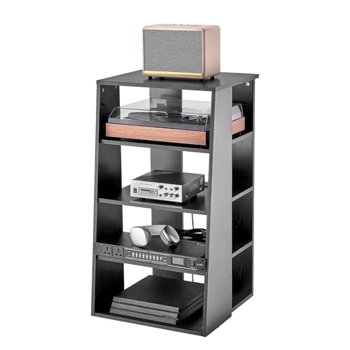 VEVOR 5-stufiger Medienständer, Medienständer für DVD-Player/Kabelboxen/Spielekonsolen, Audio Komponentenschrank, StereoKomponenten Rackschrank, höhenverstellbarer Medienaufbewahrungsschrank von VEVOR
