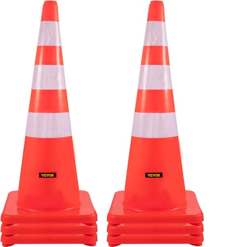 VEVOR 6 Stk. Sicherheitskegel, 6 x 36 Zoll Verkehrskegel, PVC-Baukegel, Reflektierende Kragen, Verkehrskegel mit Beschwerter Basis, Verkehrskontrolle, Parken auf Einfahrten und Schulverbesserungen VEVOR 6 Stk. Sicherheitskegel, 6 x 36 Zoll Verkehrskegel, PVC-Baukegel, Reflektierende Kragen, Verkehrskegel mit Beschwerter Basis, Verkehrskontrolle, Parken auf Einfahrten und Schulverbesserungen von VEVOR