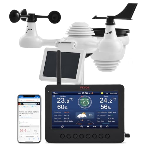 VEVOR 7-in-1-Wetterstation mit WLAN, 7-Zoll-TFT-Farbdisplay, solarbetriebenem Außensensor, Überwachung von Innen- und Außenbereichen, inklusive Temperatur, Luftfeuchtigkeit, Windgeschwindigkeit VEVOR 7-in-1-Wetterstation mit WLAN, 7-Zoll-TFT-Farbdisplay, solarbetriebenem Außensensor, Überwachung von Innen- und Außenbereichen, inklusive Temperatur, Luftfeuchtigkeit, Windgeschwindigkeit von VEVOR