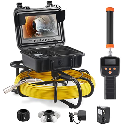 VEVOR 9"Inspektionskamera 50m Rohrkamera 720P Kanalkamera 512Hz-Ortungsgerät Endoskop-Kamera 12V 4500mAh Lithium-Akku 6Stunden Rohrinspektionskamera IP68 Für Abwasserkanäle Abwassersysteme Abflüsse von VEVOR