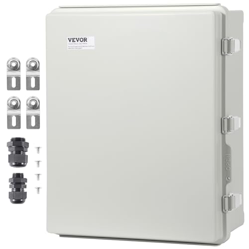 VEVOR Abzweigkasten 530 x 430 x 200 mm, Elektrogehäusekasten aus ABS-Kunststoff mit Scharnierdeckel, Edelstahlverschluss, IP67 staubdicht und wasserdicht für elektrische Projekte im Freien von VEVOR