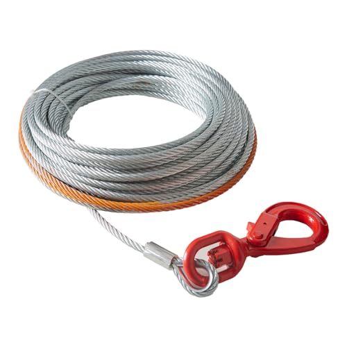 VEVOR Anschlagseil 9,5 mm x 30,5 m Stahlseil 67,6 kN Bruchfestigkeit des Kabels Forstseil mit Drehhaken Hebeseil Drahtseil Abschleppseil Ideal für ATVs UTVs Autos SUVs oder große Geländewagen VEVOR Anschlagseil 9,5 mm x 30,5 m Stahlseil 67,6 kN Bruchfestigkeit des Kabels Forstseil mit Drehhaken Hebeseil Drahtseil Abschleppseil Ideal für ATVs UTVs Autos SUVs oder große Geländewagen von VEVOR