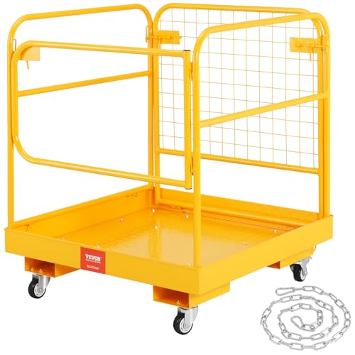 VEVOR Arbeitsbühne 92x92cm Arbeitskorb aus Q235B Sicherheitskorb Max. Ladekapazität bis 544kg Staplerbühne für 1-2 Personen Gabelstapler Faltbar Arbeitsplattform für sichere Arbeit in der Höhe von VEVOR