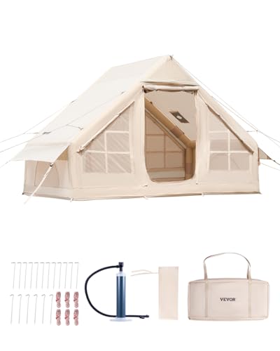 VEVOR Aufblasbare Zelte für Camping 3x2x2m, 3–5 Personen, 300D Oxford 4-Jahreszeiten-Glamping-Zelt mit Handpumpe, Ofenanschluss, 2 Türen & 2 Netzfenstern, inkl. Aufbewahrungstasche für Transport VEVOR Aufblasbare Zelte für Camping 3x2x2m, 3–5 Personen, 300D Oxford 4-Jahreszeiten-Glamping-Zelt mit Handpumpe, Ofenanschluss, 2 Türen & 2 Netzfenstern, inkl. Aufbewahrungstasche für Transport von VEVOR