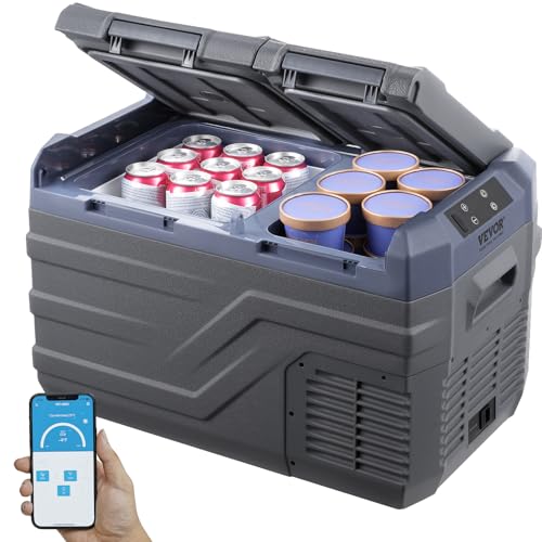 VEVOR Autokühlschrank, Kühlbox, tragbarer 25-Liter-Gefrierschrank mit zwei Zonen, einstellbarer Bereich von -20~20 ℃, 12/24 V DC und 100-240 V AC-Kompressorkühler für Outdoor, Camping, Wohnmobil von VEVOR