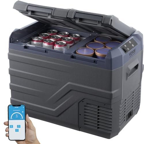 VEVOR Autokühlschrank, tragbarer 32 L Gefrierschrank mit zwei Zonen, Kühlbox Autokühlschrank, einstellbarer Bereich von -20~20 ℃, 12/24 V DC / 100-240 V AC-Kompressorkühler für Outdoor, Camping von VEVOR