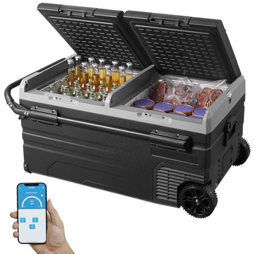 VEVOR Autokühlschrank, tragbarer 95-Liter-Gefrierschrank mit zwei Zonen und Rädern und Griff, -20 °C bis 20 °C, 12/24 V Gleichstrom & 100–240 V Wechselstrom, Kompressorkühler für Outdoor, Camping VEVOR Autokühlschrank, tragbarer 95-Liter-Gefrierschrank mit zwei Zonen und Rädern und Griff, -20 °C bis 20 °C, 12/24 V Gleichstrom & 100–240 V Wechselstrom, Kompressorkühler für Outdoor, Camping von VEVOR