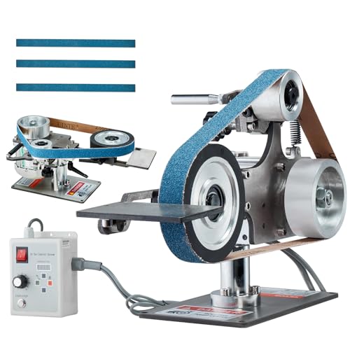 VEVOR Bandschleifmaschine 550 W mit variabler Geschwindigkeit und VFD, 30 x 1 Zoll Bandpolierer, Polier- und Schleifmaschine mit 2 Schleifformen und 3 Schleifbändern für Metallbearbeitung VEVOR Bandschleifmaschine 550 W mit variabler Geschwindigkeit und VFD, 30 x 1 Zoll Bandpolierer, Polier- und Schleifmaschine mit 2 Schleifformen und 3 Schleifbändern für Metallbearbeitung von VEVOR