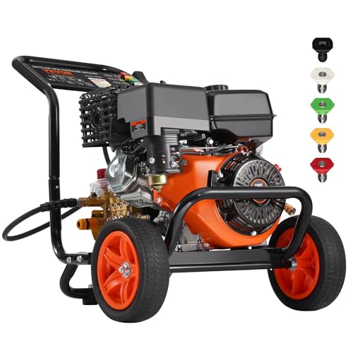 VEVOR Benzin-Hochdruckreiniger, 4400 PSI 15 L/min, 2,6 GPM Terrassenreinger mit Kupferpumpe, Hochdruckpistole & Verlängerungsstab, 5-Düsen-Set, für Autos, Zäune, Häuser, Einfahrten, Terrassen, Möbel VEVOR Benzin-Hochdruckreiniger, 4400 PSI 15 L/min, 2,6 GPM Terrassenreinger mit Kupferpumpe, Hochdruckpistole & Verlängerungsstab, 5-Düsen-Set, für Autos, Zäune, Häuser, Einfahrten, Terrassen, Möbel von VEVOR