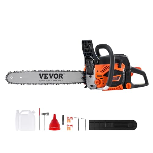 VEVOR Benzin Kettensäge, 52 CC, 45,7 cm Schwertlänge, 2,55 PS, benzinbetriebene Motorsäge, handgeführte kabellose Motorkettensäge zum Ästern von Bäumen, Baumschnitt, Roden, Fällen von Wäldern VEVOR Benzin Kettensäge, 52 CC, 45,7 cm Schwertlänge, 2,55 PS, benzinbetriebene Motorsäge, handgeführte kabellose Motorkettensäge zum Ästern von Bäumen, Baumschnitt, Roden, Fällen von Wäldern von VEVOR