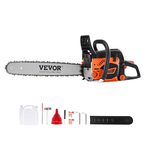 VEVOR Benzin Kettensäge, 58 CC, 50,8 cm Schwertlänge, 3,22 PS, benzinbetriebene Motorsäge, handgeführte kabellose Motorkettensäge zum Ästern von Bäumen, Baumschnitt, Roden, Fällen von Wäldern von VEVOR