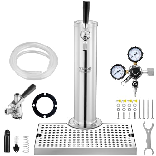 VEVOR Bierturm-Satz, Bier-Umrüstsatz für Einzelzapfhahn, Bier-Turmspender aus Edelstahl mit Doppelmessgerät W21.8-Regler & S-System-Fasskupplung, Bier-Tropfschale für Partys zu Hause VEVOR Bierturm-Satz, Bier-Umrüstsatz für Einzelzapfhahn, Bier-Turmspender aus Edelstahl mit Doppelmessgerät W21.8-Regler & S-System-Fasskupplung, Bier-Tropfschale für Partys zu Hause von VEVOR