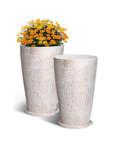 VEVOR Blumentopf, 2er Set, Großer konischer Pflanztopf 530 mm, Blumenkübel Steinfinish, Übertopf, Elegantes Design, Effizientes Drainagesystem, Für Veranda, Patio, Büros, Außen, Innen, Beige VEVOR Blumentopf, 2er Set, Großer konischer Pflanztopf 530 mm, Blumenkübel Steinfinish, Übertopf, Elegantes Design, Effizientes Drainagesystem, Für Veranda, Patio, Büros, Außen, Innen, Beige von VEVOR