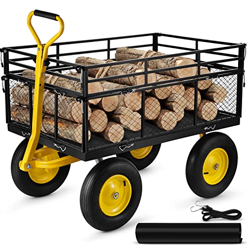 VEVOR Bollerwagen 635kg belastbar Transportwagen Gartenwagen Gerätewagen 38cm Räder Handwagen 2m Seil Strandwagen Ideal für Gärten Rasenflächen Höfe Strände Bauernhöfe von VEVOR