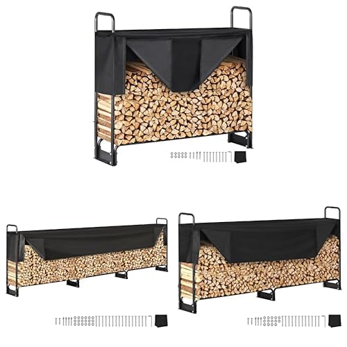 VEVOR Bundle of Kaminholzregal Metall Wasserdichter Stapelhilfe Holzunterstand für Veranda Garten Terrasse Hof von VEVOR