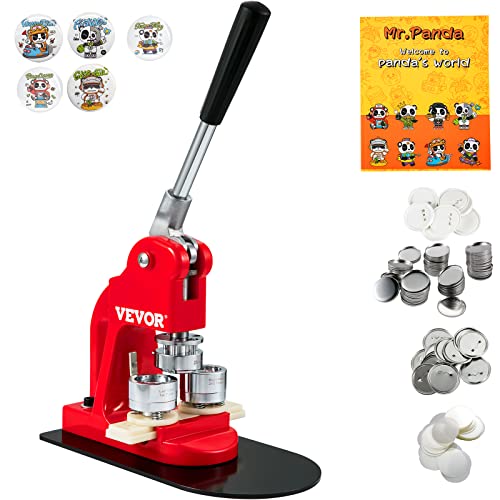 VEVOR Button Maker Maschine, 25 mm (1 Zoll) Badge Punch Press Kit, Kinder DIY Geschenke Pin Maker, Button Herstellung Zubehör mit 500 STK. Button Teile & Kreisschneider & Zauberbuch von VEVOR