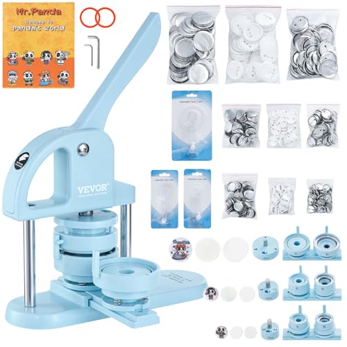 VEVOR Buttonmaker Knopfmachermaschine, 25/32/58 mm 3-in-1-Pinmaker, 300-teilige Buttonteile, Buttonmaker-Maschine mit Panda-Zauberbuch, Stanzset mit Bogengriff, für DIY-Geschenke für Kinder VEVOR Buttonmaker Knopfmachermaschine, 25/32/58 mm 3-in-1-Pinmaker, 300-teilige Buttonteile, Buttonmaker-Maschine mit Panda-Zauberbuch, Stanzset mit Bogengriff, für DIY-Geschenke für Kinder von VEVOR