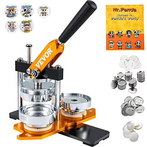 VEVOR Buttonmaschine 75 mm (3 Zoll) Badge Punch Press Kit, Kinder DIY Geschenke Knopfmachermaschine, Button Herstellung Abzeichen mit 500 STK. Button Teile & Kreisschneider & Zauberbuch von VEVOR