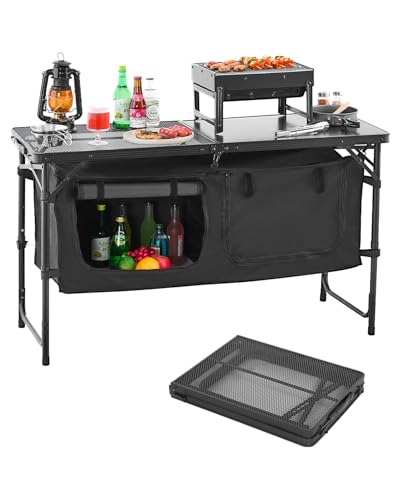 VEVOR Camping Küchentisch klappbarer Kochtisch Outdoor, 3-Fach höhenverstellbar, tragbare Kochstation aus Aluminium mit Organizer & Tragegriff, für Grillpartys Picknicks Wohnmobilreisen Schwarz VEVOR Camping Küchentisch klappbarer Kochtisch Outdoor, 3-Fach höhenverstellbar, tragbare Kochstation aus Aluminium mit Organizer & Tragegriff, für Grillpartys Picknicks Wohnmobilreisen Schwarz von VEVOR