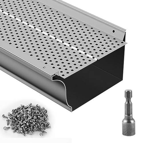 VEVOR Dachrinnenschutz, 152 mm Breite, Aluminium-Blattfilter, Dachrinnenabdeckung zum Selbermachen, 52 Stück, 528 cm Gesamtlänge, 4 mm Lochdurchmesser und 0,5 mm dick. Raptor Dachrinnenschutz von VEVOR