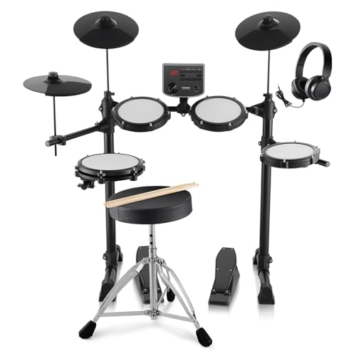 VEVOR E-Drum-Set, 15 Drum-Kits & 150 Sounds Elektronisches Schlagzeug, USB MIDI-unterstütztes 20,32 cm Leises Mesh-Snare-E-Drum-Set mit 25,4 cm Becken, Drumsticks & Kopfhörer, Anfänger & Erwachsene VEVOR E-Drum-Set, 15 Drum-Kits & 150 Sounds Elektronisches Schlagzeug, USB MIDI-unterstütztes 20,32 cm Leises Mesh-Snare-E-Drum-Set mit 25,4 cm Becken, Drumsticks & Kopfhörer, Anfänger & Erwachsene von VEVOR