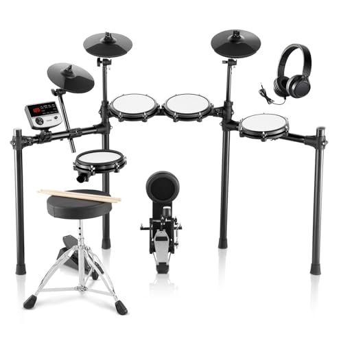 VEVOR E-Drum-Set, 32 Drum-Kits & 480 Sounds Elektronisches Schlagzeug, USB MIDI-unterstütztes 20,32 cm Leises Mesh-Snare-E-Drum-Set mit 25,4 cm Becken, Drum-Sticks & Kopfhörer, E-Drums VEVOR E-Drum-Set, 32 Drum-Kits & 480 Sounds Elektronisches Schlagzeug, USB MIDI-unterstütztes 20,32 cm Leises Mesh-Snare-E-Drum-Set mit 25,4 cm Becken, Drum-Sticks & Kopfhörer, E-Drums von VEVOR