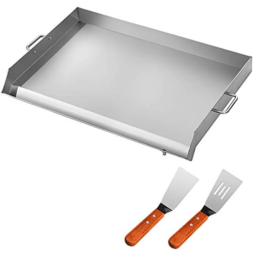 VEVOR Edelstahl Grillplatte, Weber Grillrost , Rund mit Große Oberfläche, Gusseisen mit 2 Schaufeln, Plancha passend für Grills der Baureihe (40 x 46 x 5,6 cm) von VEVOR