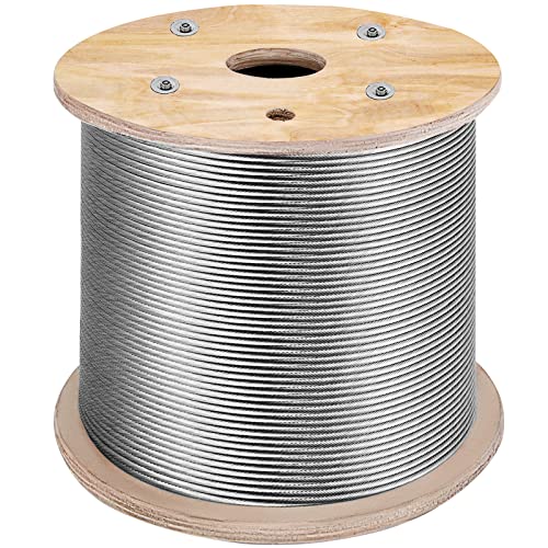 VEVOR Edelstahlkabel 4,8 mm x 305 m, T316-Deckkabelgeländer in Marinequalität, 1 x 19 Stränge, geflochtenes Flugzeugkabel für Deckgeländer, Lichterketten, hängende Veranda, Zaun, DIY-Baluster von VEVOR