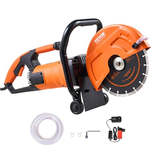 VEVOR Elektrische Betonsäge, 230 mm, Hochleistungs-Kreissäge 2000 W, Schnitttiefe 89 mm, Nass-/Trocken-Scheibensäge mit Wasserrohr, Wasserpumpe, Sägeblatt, für Stein und Ziegel VEVOR Elektrische Betonsäge, 230 mm, Hochleistungs-Kreissäge 2000 W, Schnitttiefe 89 mm, Nass-/Trocken-Scheibensäge mit Wasserrohr, Wasserpumpe, Sägeblatt, für Stein und Ziegel von VEVOR