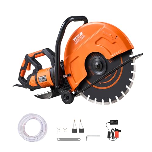 VEVOR Elektrische Betonsäge, 406 mm, Hochleistungs-Kreissäge 2800 W, Schnitttiefe 152 mm, Nass-/Trocken-Scheibensäge mit Wasserrohr, Wasserpumpe, Sägeblatt, für Stein und Ziegel VEVOR Elektrische Betonsäge, 406 mm, Hochleistungs-Kreissäge 2800 W, Schnitttiefe 152 mm, Nass-/Trocken-Scheibensäge mit Wasserrohr, Wasserpumpe, Sägeblatt, für Stein und Ziegel von VEVOR