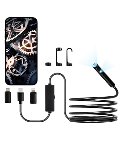 VEVOR Endoskopkamera mit Licht, Dual Lens Endoskop für Android & iOS, 1920P HD-Inspektionskamera mit 8+1 LED-Leuchten, 2-fachem Zoom, 3 m Schlangenkabel, IP67 wasserdichte Kamera für Auto, Sanitär VEVOR Endoskopkamera mit Licht, Dual Lens Endoskop für Android & iOS, 1920P HD-Inspektionskamera mit 8+1 LED-Leuchten, 2-fachem Zoom, 3 m Schlangenkabel, IP67 wasserdichte Kamera für Auto, Sanitär von VEVOR