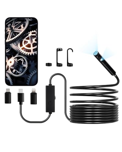 VEVOR Endoskopkamera mit Licht, Dual Lens Endoskop für Android & iOS, 1920P HD-Inspektionskamera mit 8+1 LED-Licht, 2-fachem Zoom, 5 m Kabel, wasserdichte IP67-Kanalkamera für Auto, Sanitär VEVOR Endoskopkamera mit Licht, Dual Lens Endoskop für Android & iOS, 1920P HD-Inspektionskamera mit 8+1 LED-Licht, 2-fachem Zoom, 5 m Kabel, wasserdichte IP67-Kanalkamera für Auto, Sanitär von VEVOR