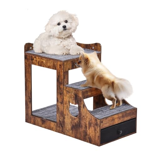 VEVOR Etagenbett für Haustiere mit Abnehmbarer Treppe, Fenstersitz für Hunde/Katzen mit Stauraum, mehrstufiges Bett, Schlafcouch für Hunde, Sitzplattform für Haustiere, 830 x 450 x 675 mm (Braun) von VEVOR