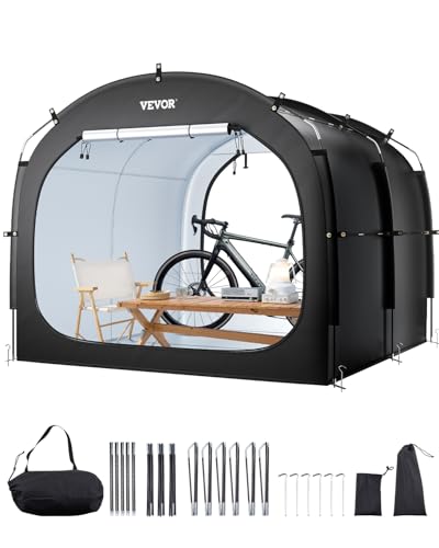 VEVOR Fahrradzelt, 5 Fahrräder, geräumige Fahhrradgarage mit belüftetem Fenster, einfach zu installierendes Fahrradzelt mit hochfestem Fiberglas & Doppelreißverschlüssen, 224x247x198 cm von VEVOR