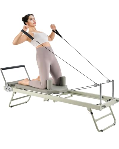 VEVOR Faltbarer Pilates Reformer Trainingsgerät im Heim-Fitnessstudio, Pilates-Bett mit doppeltem Widerstand – Feder und Kordel, für Fortgeschrittene und Anfänger, bis zu 181,44 kg von VEVOR