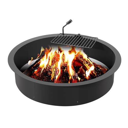 VEVOR Feuerstellenkreis, Grill-Feuerring-Kombination, 40 Zoll Außendurchmesser/36 Zoll Innendurchmesser, 8,5 Zoll hoch, Konstruktion aus Karbonstahl, DIY-Lagerfeuerkreis für über oder unter dem von VEVOR